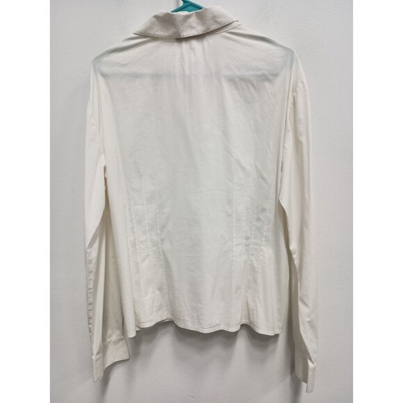 Lafayette 148 Womens Shirt Size 12 White Long Sleeve Minimalist Capsule Carrier - Picture 9 of 10